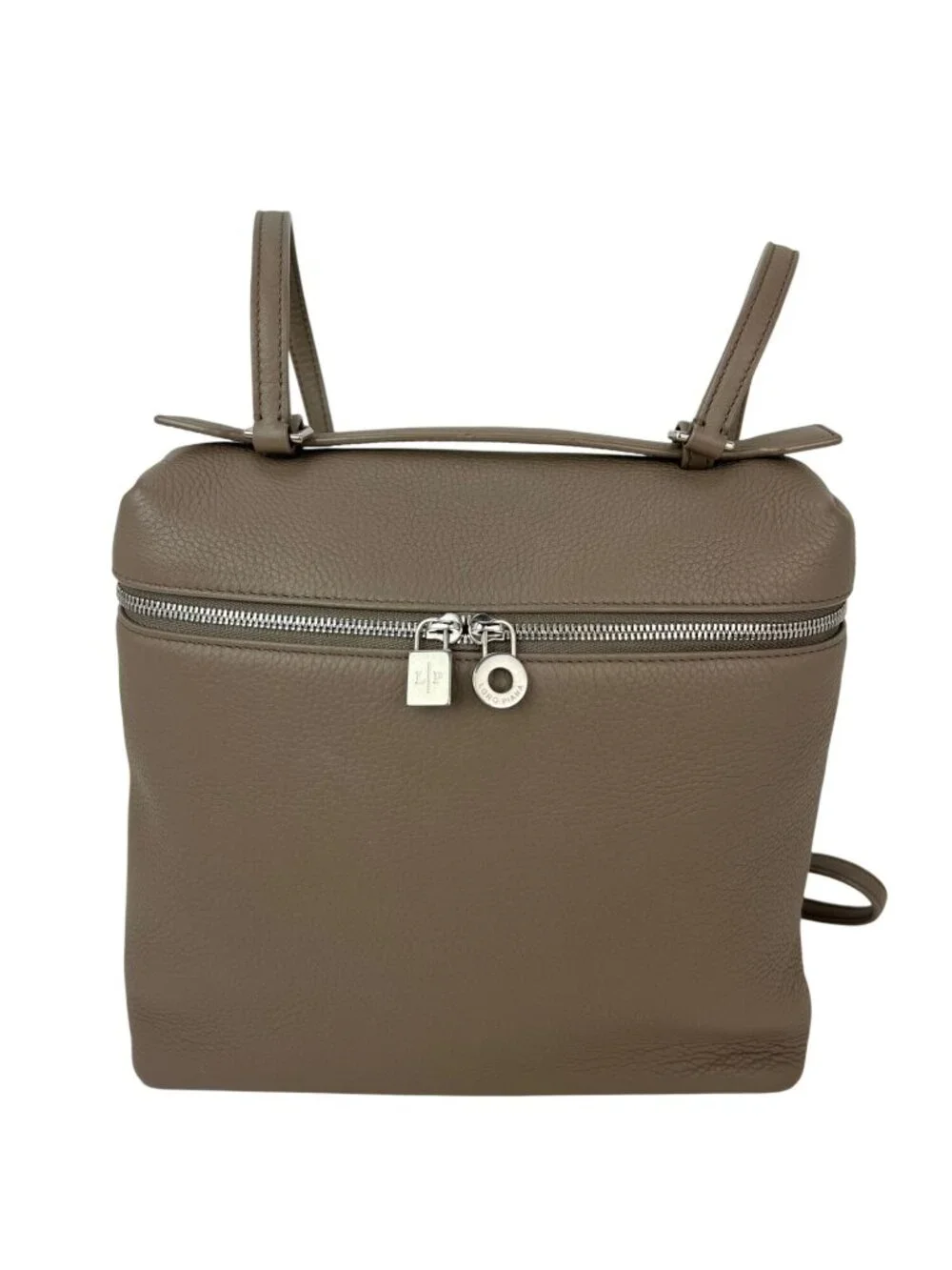Loro Piana Grained Calfskin 23.5 Extra Pocket Warm Mastic Backpack